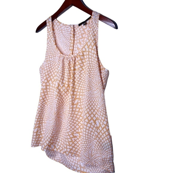 CYNTHIA STEFFE Zipper Back Sleeveless Top Size Medium in Orange and White Spiral - Picture 3 of 15